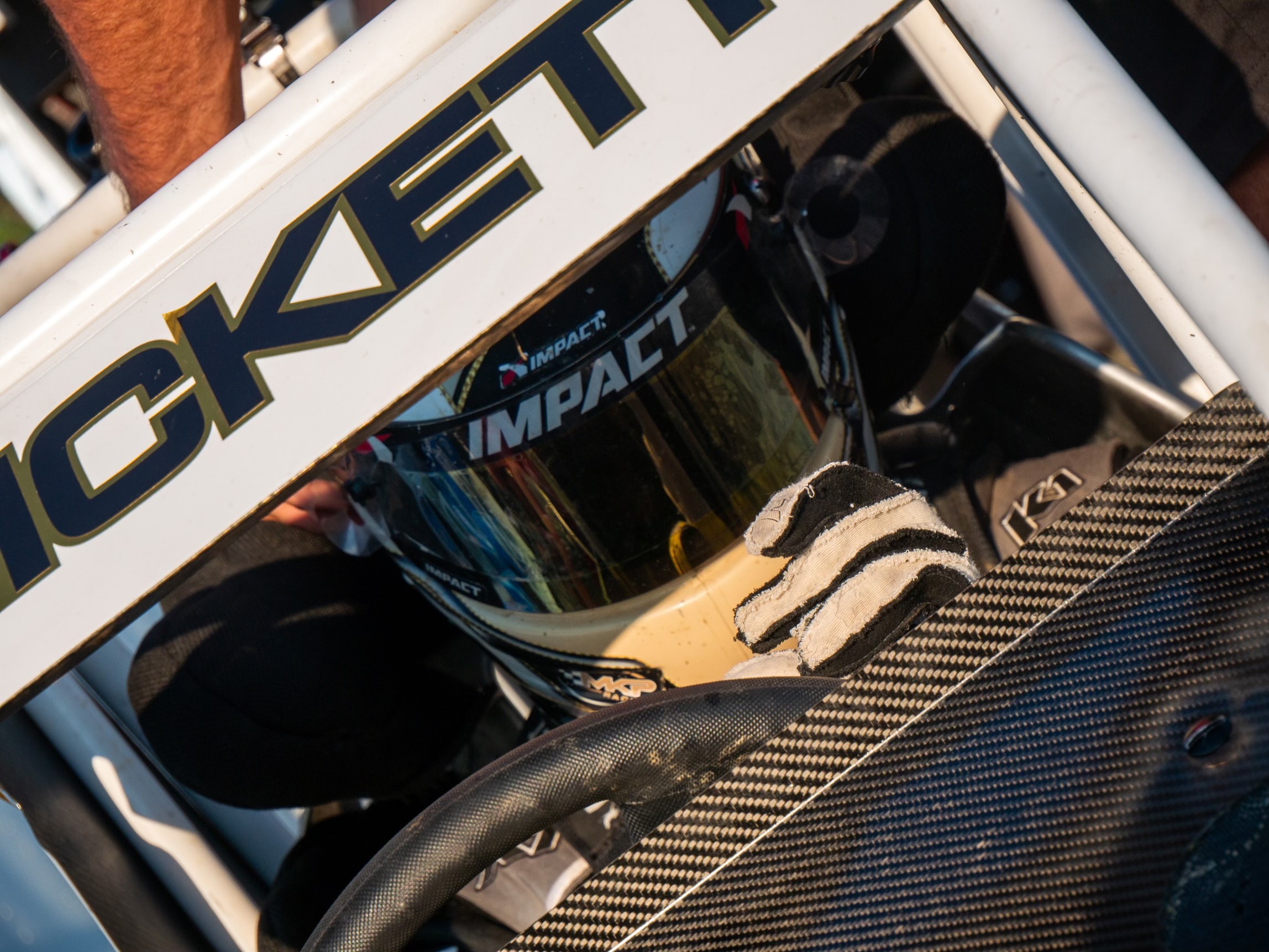 Helmet on, ready to race